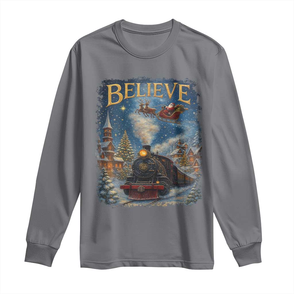 Polar Express Long Sleeve Shirt Retro Vintage Christmas Believe - Wonder Print Shop