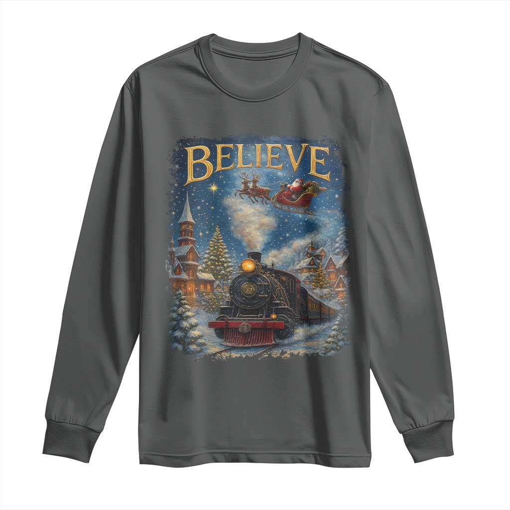 Polar Express Long Sleeve Shirt Retro Vintage Christmas Believe - Wonder Print Shop