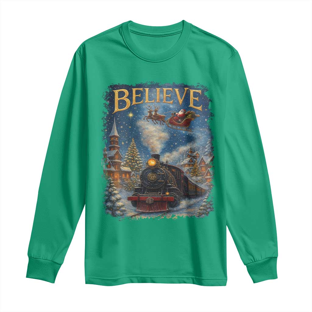Polar Express Long Sleeve Shirt Retro Vintage Christmas Believe - Wonder Print Shop