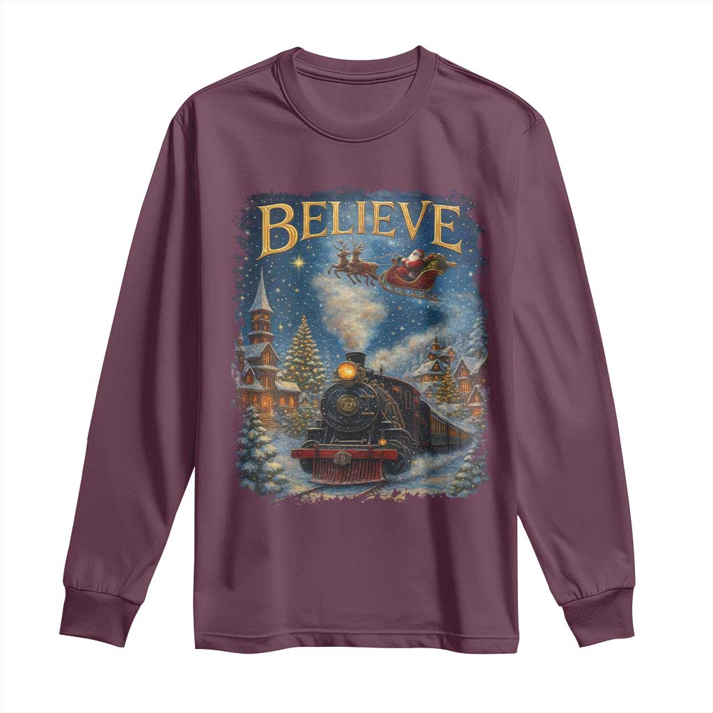 Polar Express Long Sleeve Shirt Retro Vintage Christmas Believe - Wonder Print Shop