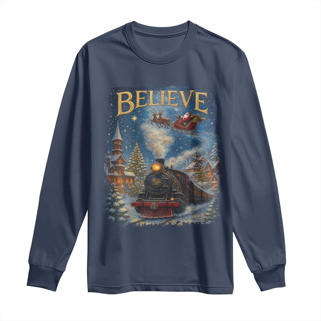 Polar Express Long Sleeve Shirt Retro Vintage Christmas Believe - Wonder Print Shop
