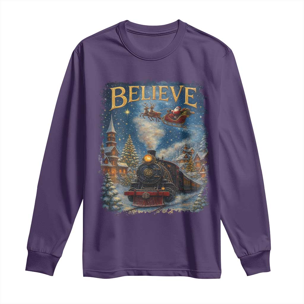 Polar Express Long Sleeve Shirt Retro Vintage Christmas Believe - Wonder Print Shop