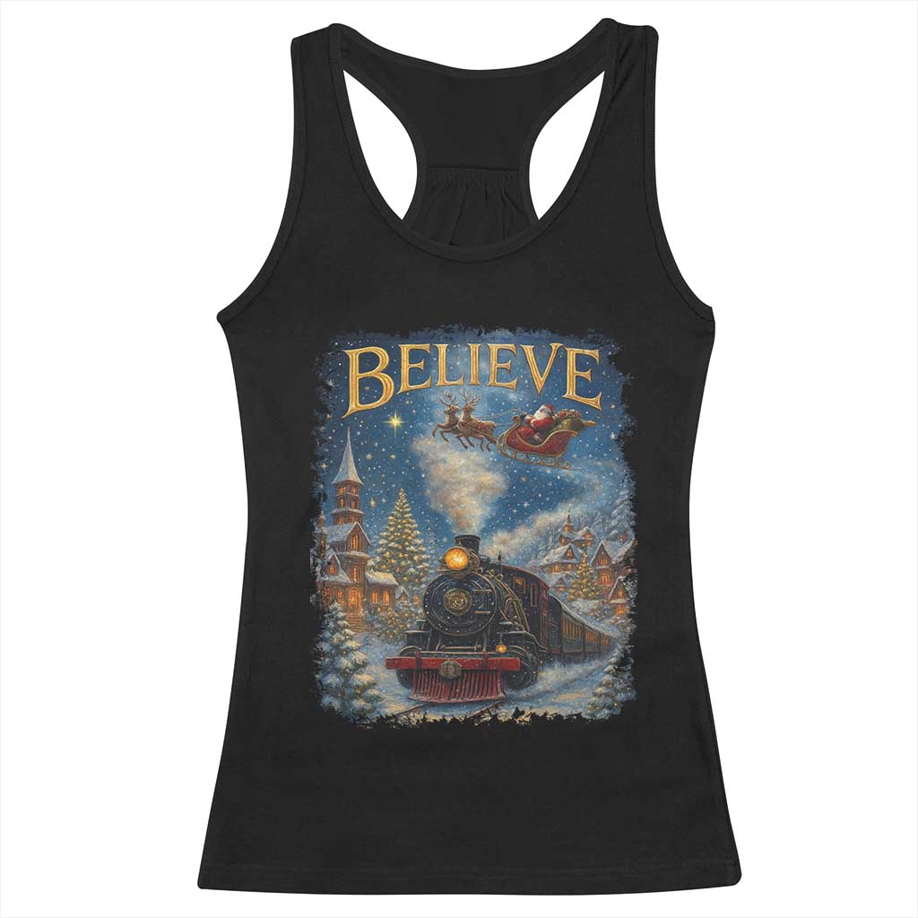 Polar Express Racerback Tank Top Retro Vintage Christmas Believe - Wonder Print Shop