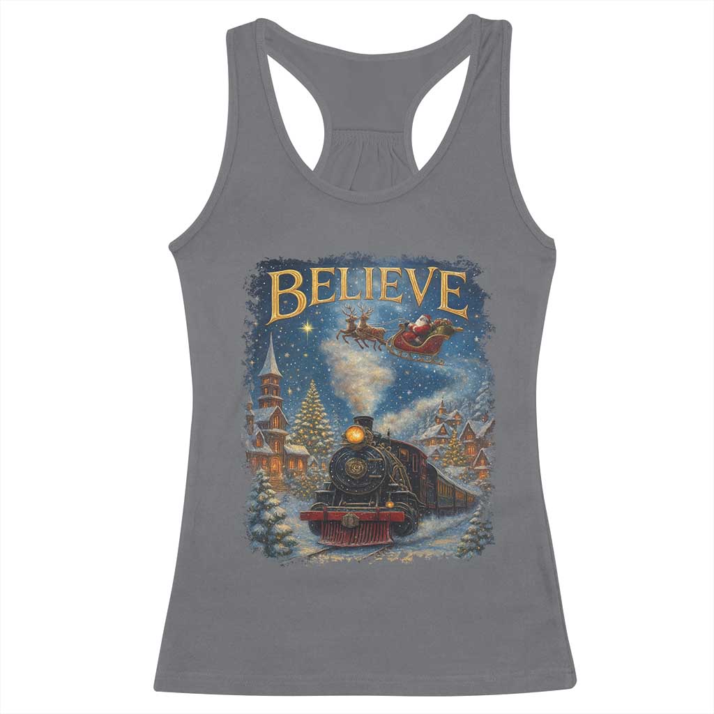 Polar Express Racerback Tank Top Retro Vintage Christmas Believe - Wonder Print Shop