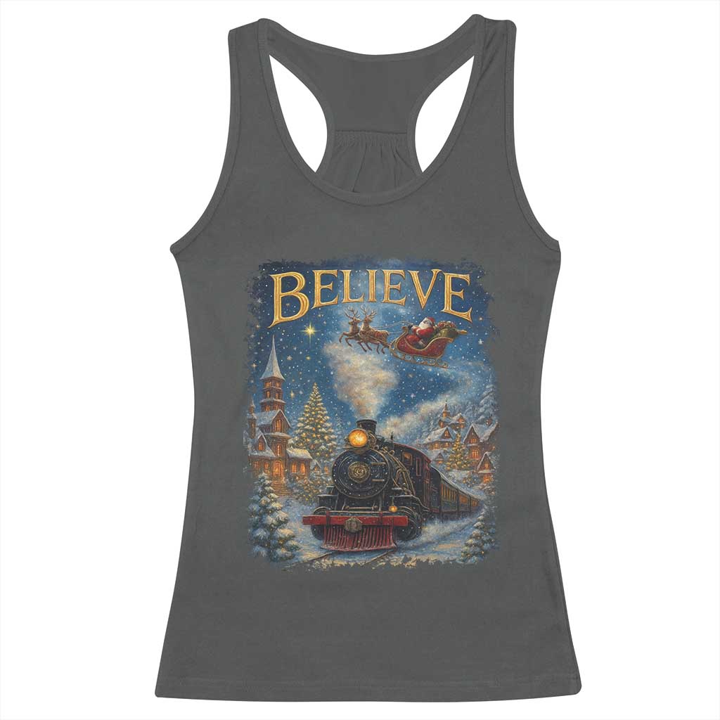 Polar Express Racerback Tank Top Retro Vintage Christmas Believe - Wonder Print Shop