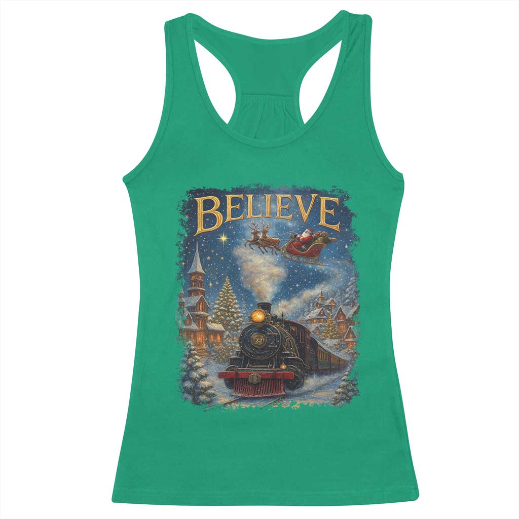 Polar Express Racerback Tank Top Retro Vintage Christmas Believe - Wonder Print Shop