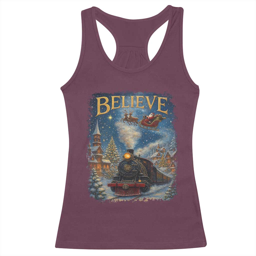 Polar Express Racerback Tank Top Retro Vintage Christmas Believe - Wonder Print Shop