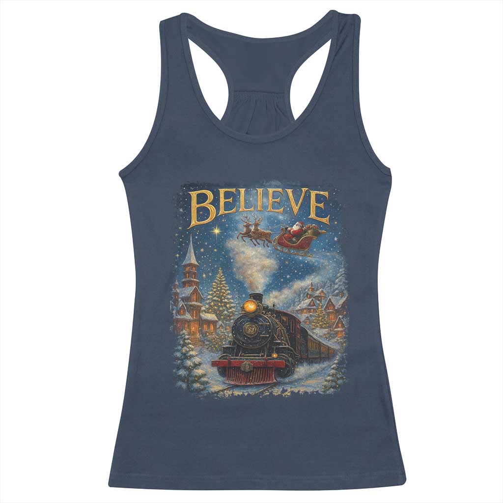 Polar Express Racerback Tank Top Retro Vintage Christmas Believe - Wonder Print Shop