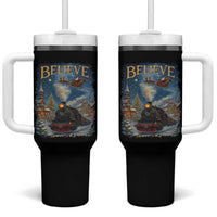 Polar Express Tumbler With Handle Retro Vintage Christmas Believe - Wonder Print Shop