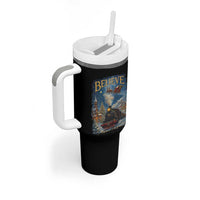 Polar Express Tumbler With Handle Retro Vintage Christmas Believe - Wonder Print Shop