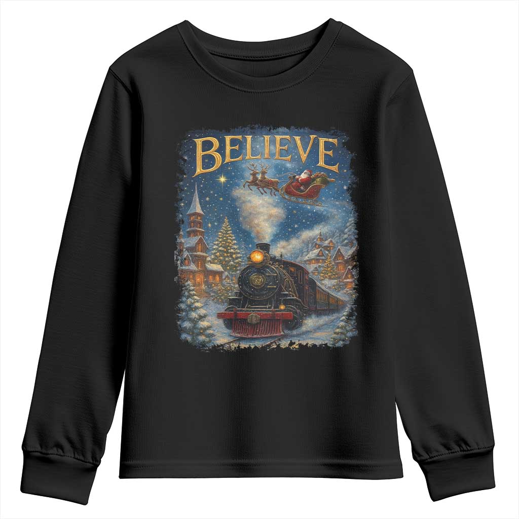 Polar Express Youth Sweatshirt Retro Vintage Christmas Believe - Wonder Print Shop