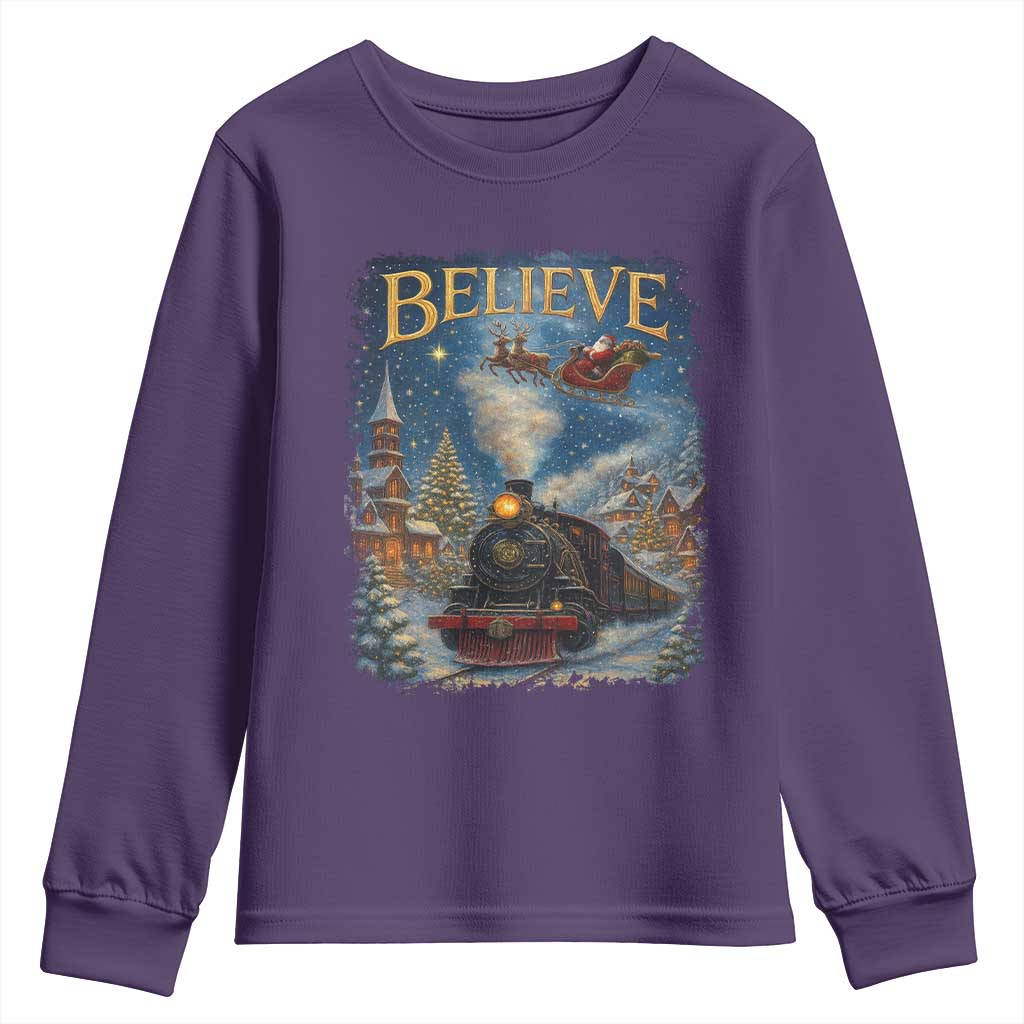 Polar Express Youth Sweatshirt Retro Vintage Christmas Believe - Wonder Print Shop
