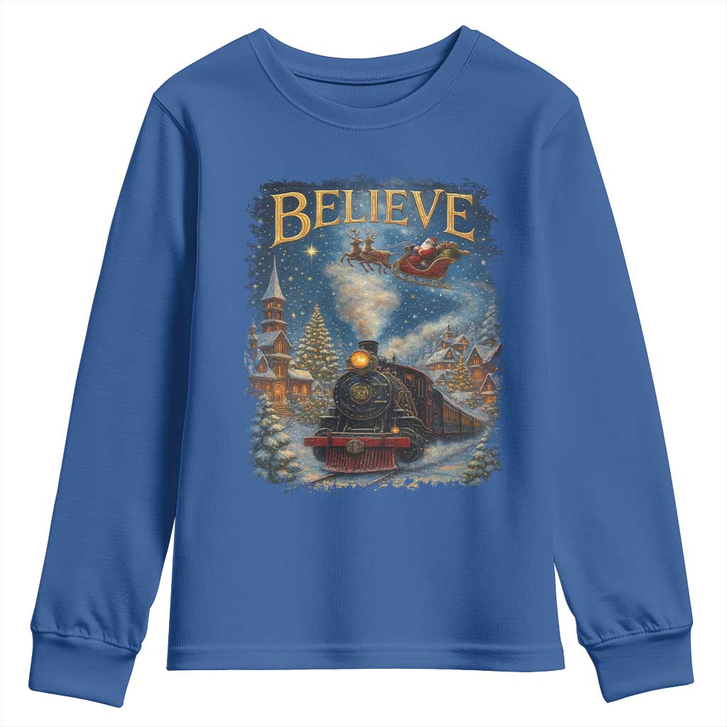 Polar Express Youth Sweatshirt Retro Vintage Christmas Believe - Wonder Print Shop