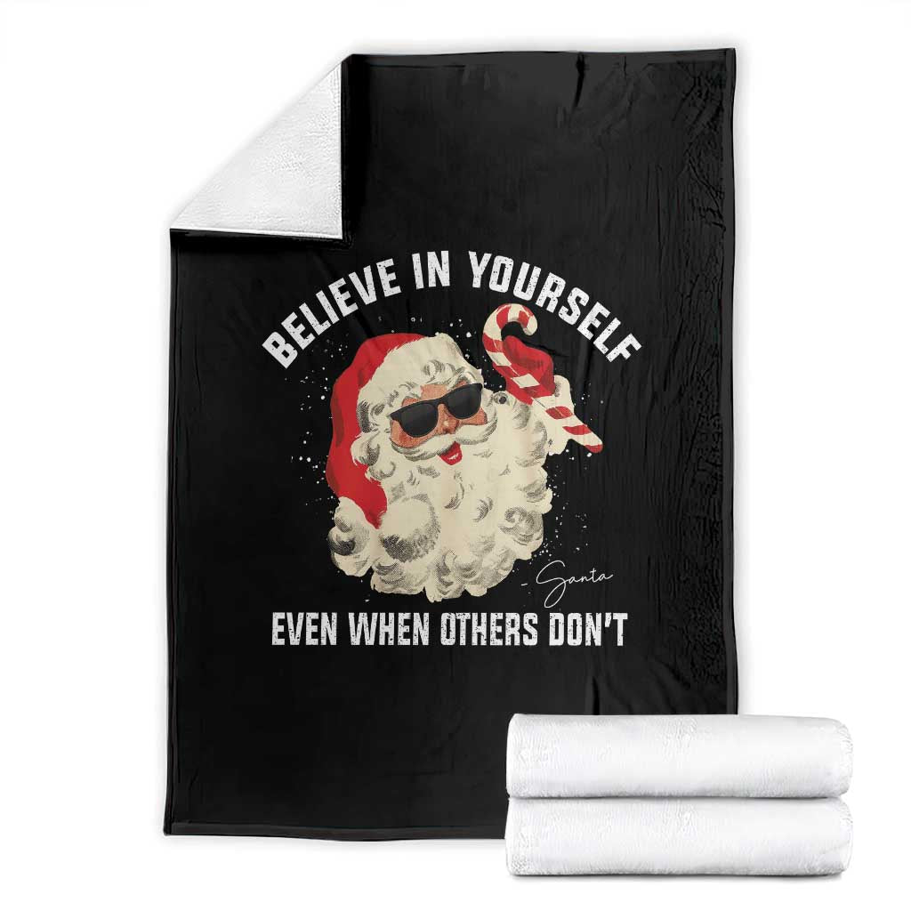 Vintage Christmas Santa Claus Face Throw Blanket Retro Believe In Yourself Funny Motivational - Wonder Print Shop