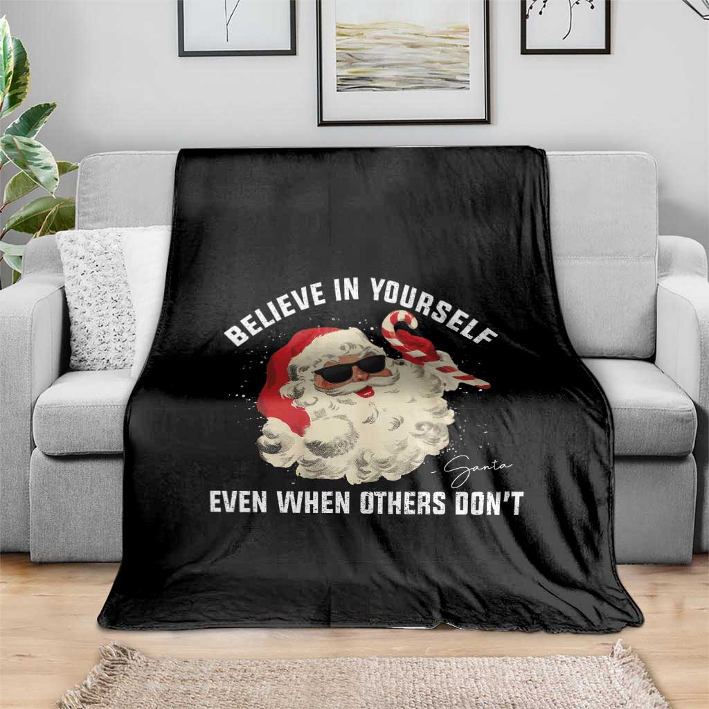 Vintage Christmas Santa Claus Face Throw Blanket Retro Believe In Yourself Funny Motivational - Wonder Print Shop