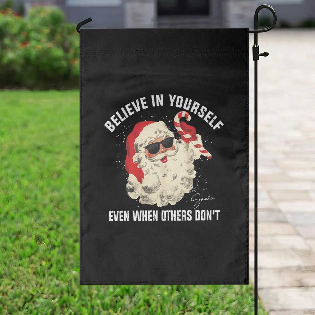Vintage Christmas Santa Claus Face Garden Flag Retro Believe In Yourself Funny Motivational - Wonder Print Shop