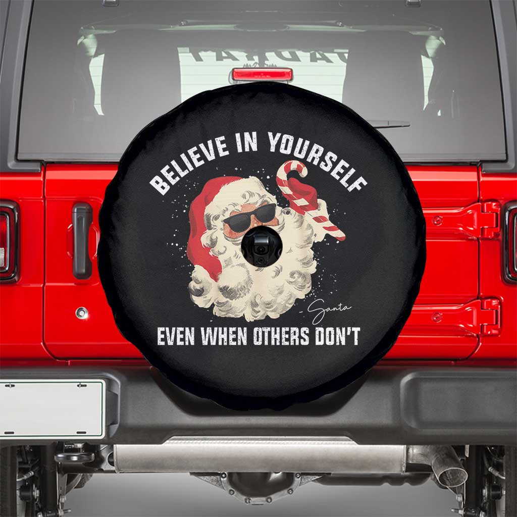 Vintage Christmas Santa Claus Face Spare Tire Cover Retro Believe In Yourself Funny Motivational - Wonder Print Shop