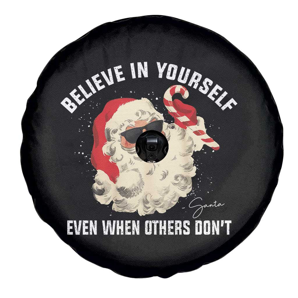 Vintage Christmas Santa Claus Face Spare Tire Cover Retro Believe In Yourself Funny Motivational - Wonder Print Shop