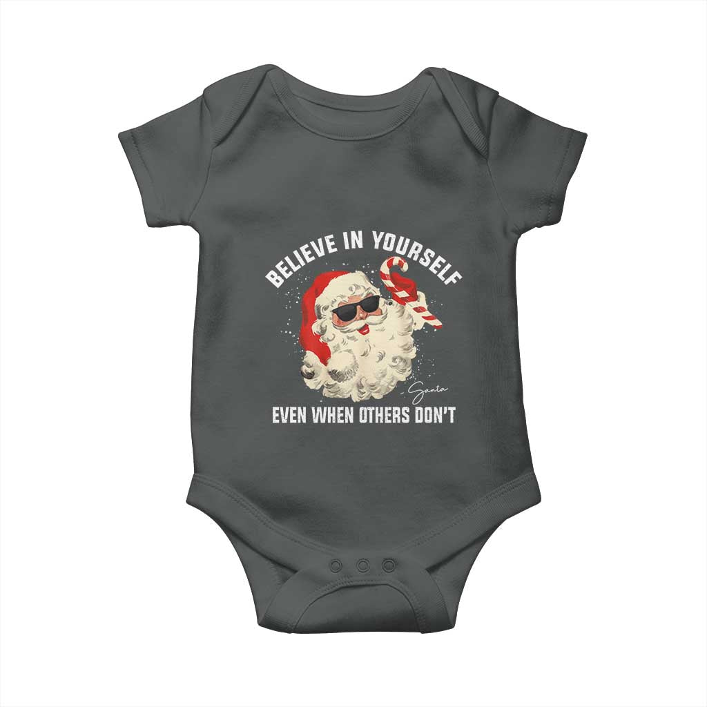 Vintage Christmas Santa Claus Face Baby Onesie Retro Believe In Yourself Funny Motivational - Wonder Print Shop