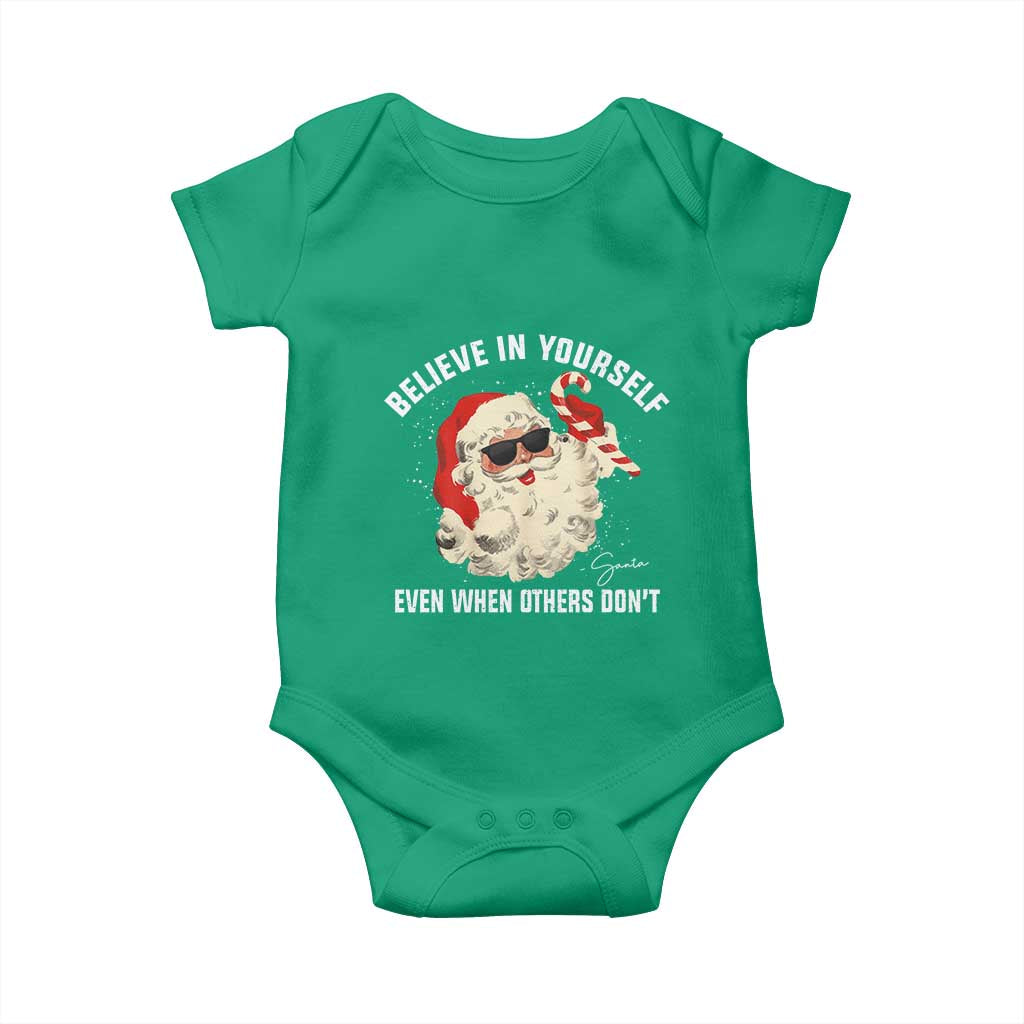 Vintage Christmas Santa Claus Face Baby Onesie Retro Believe In Yourself Funny Motivational - Wonder Print Shop