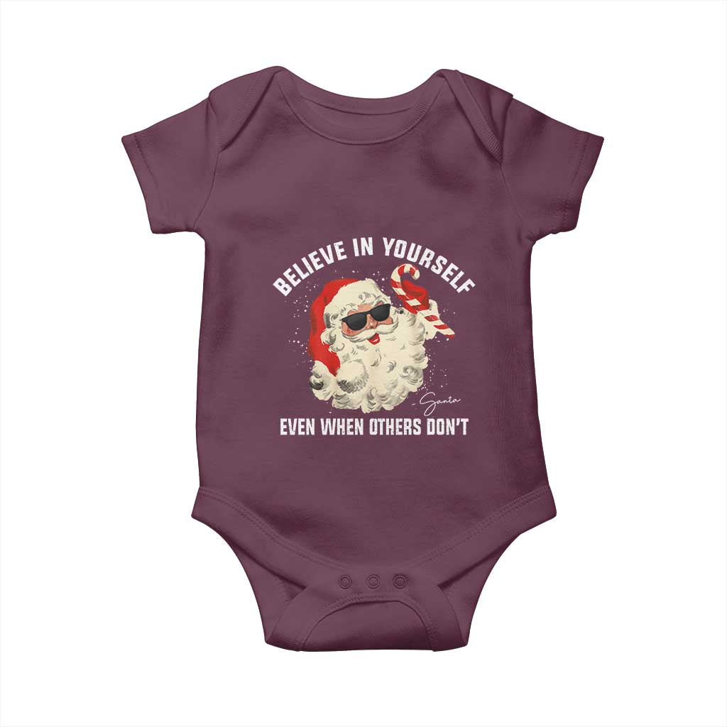 Vintage Christmas Santa Claus Face Baby Onesie Retro Believe In Yourself Funny Motivational - Wonder Print Shop
