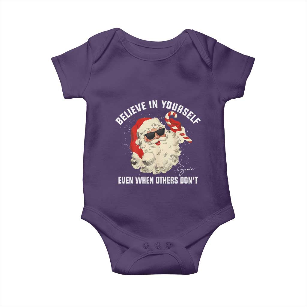 Vintage Christmas Santa Claus Face Baby Onesie Retro Believe In Yourself Funny Motivational - Wonder Print Shop