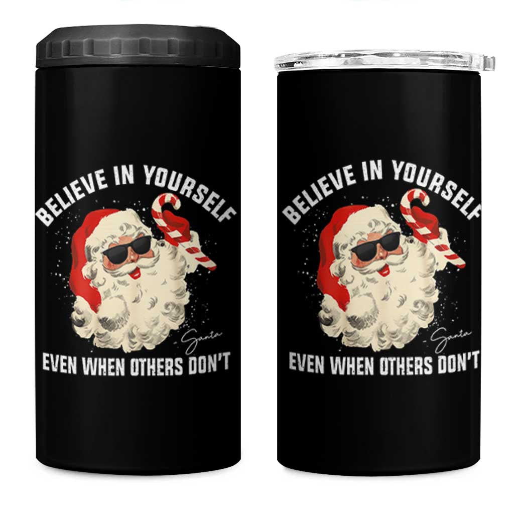 Vintage Christmas Santa Claus Face 4 in 1 Can Cooler Tumbler Retro Believe In Yourself Funny Motivational - Wonder Print Shop