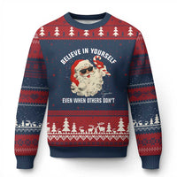 Vintage Xmas Santa Claus Face Ugly Christmas Sweater Retro Believe In Yourself Funny Motivational - Wonder Print Shop