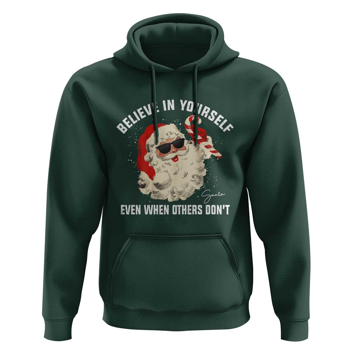 Vintage Christmas Santa Claus Face Hoodie Retro Believe In Yourself Funny Motivational - Wonder Print Shop