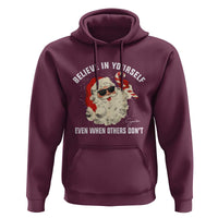 Vintage Christmas Santa Claus Face Hoodie Retro Believe In Yourself Funny Motivational - Wonder Print Shop
