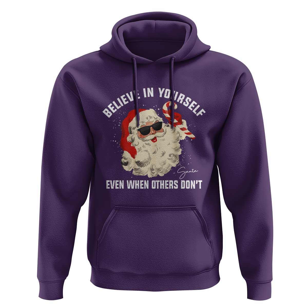 Vintage Christmas Santa Claus Face Hoodie Retro Believe In Yourself Funny Motivational - Wonder Print Shop