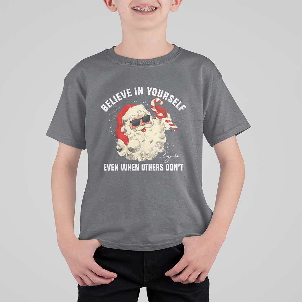Vintage Christmas Santa Claus Face T Shirt For Kid Retro Believe In Yourself Funny Motivational - Wonder Print Shop
