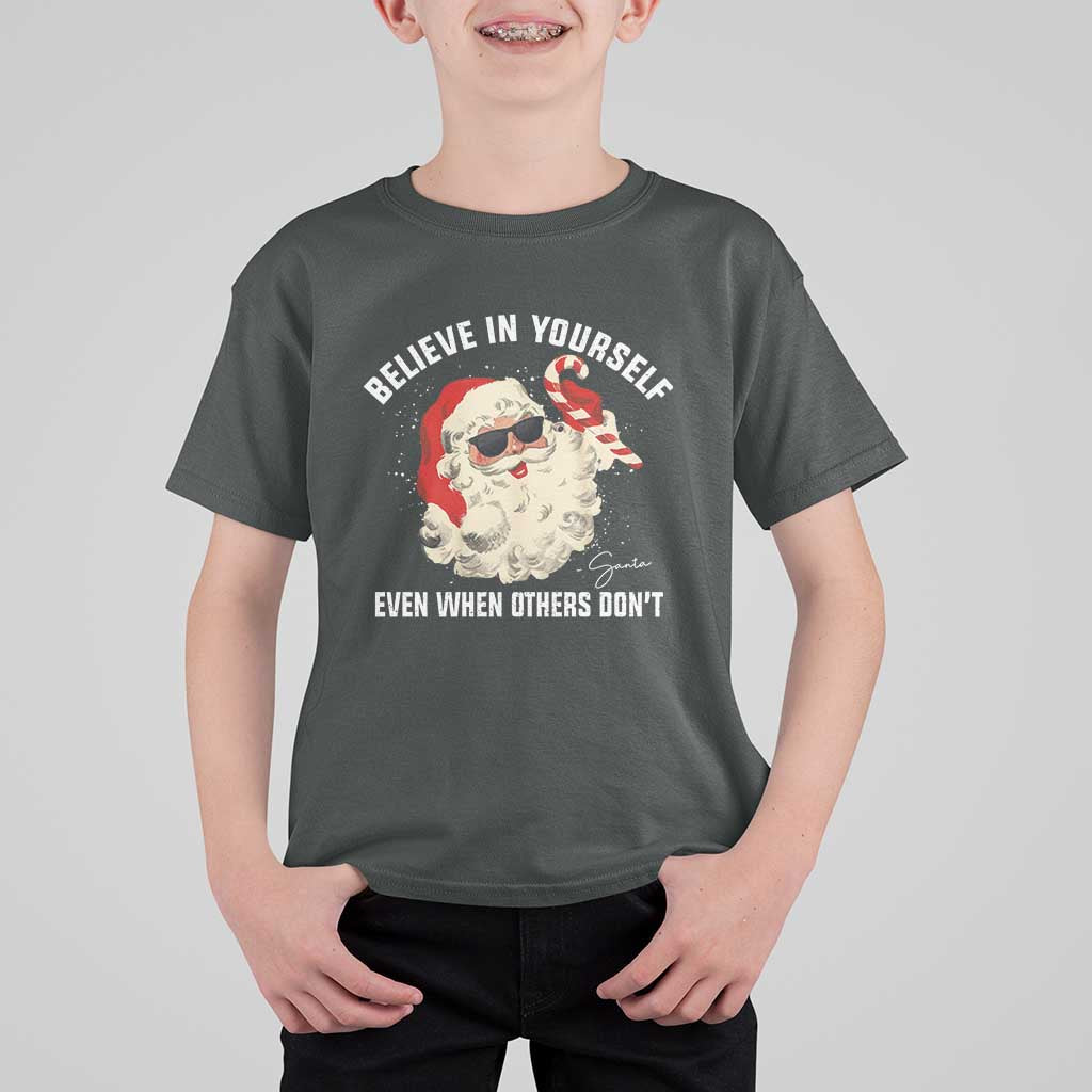 Vintage Christmas Santa Claus Face T Shirt For Kid Retro Believe In Yourself Funny Motivational - Wonder Print Shop