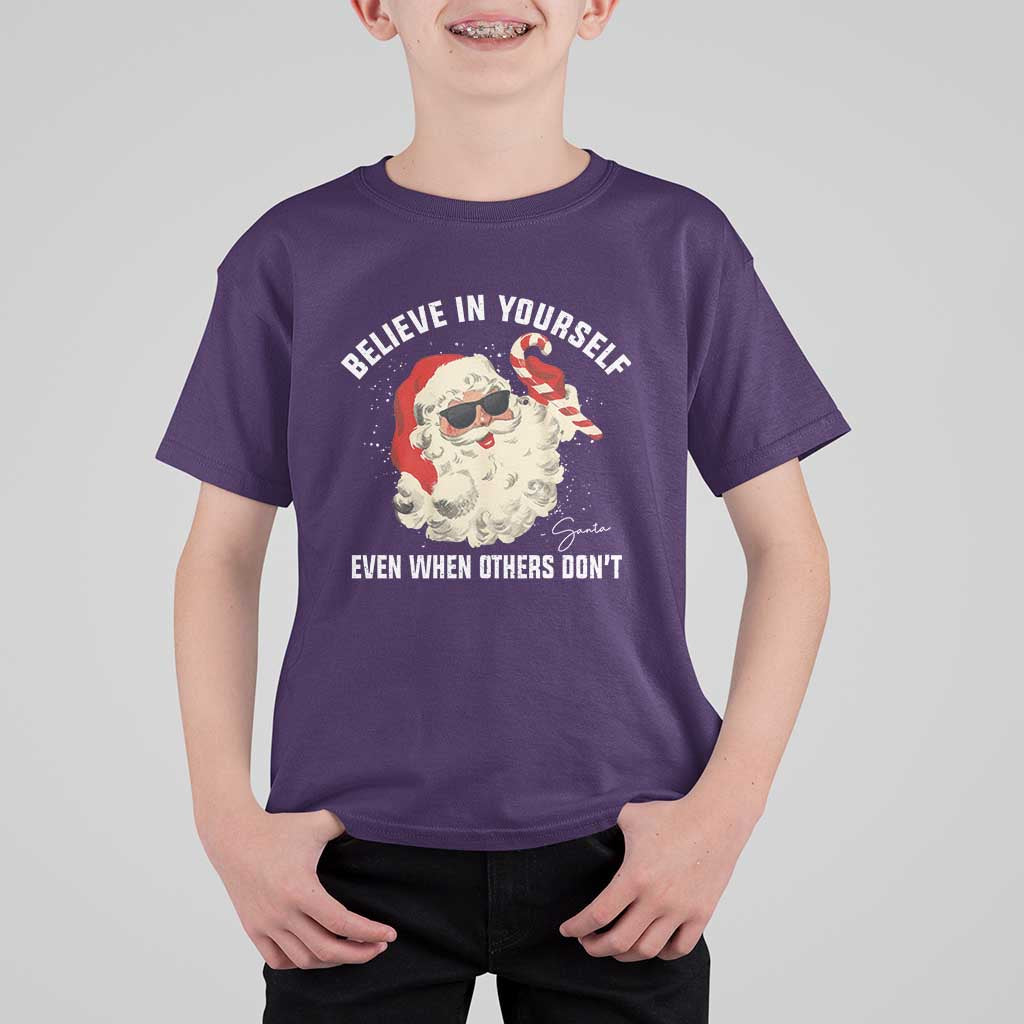 Vintage Christmas Santa Claus Face T Shirt For Kid Retro Believe In Yourself Funny Motivational - Wonder Print Shop