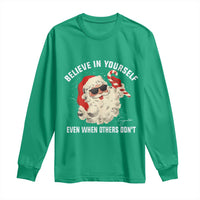 Vintage Christmas Santa Claus Face Long Sleeve Shirt Retro Believe In Yourself Funny Motivational - Wonder Print Shop