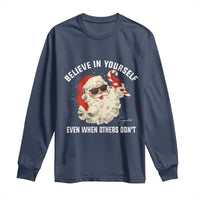 Vintage Christmas Santa Claus Face Long Sleeve Shirt Retro Believe In Yourself Funny Motivational - Wonder Print Shop
