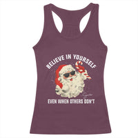 Vintage Christmas Santa Claus Face Racerback Tank Top Retro Believe In Yourself Funny Motivational - Wonder Print Shop