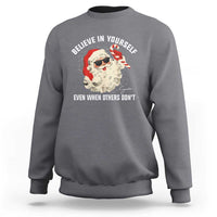 Vintage Christmas Santa Claus Face Sweatshirt Retro Believe In Yourself Funny Motivational - Wonder Print Shop