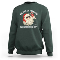 Vintage Christmas Santa Claus Face Sweatshirt Retro Believe In Yourself Funny Motivational - Wonder Print Shop