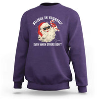 Vintage Christmas Santa Claus Face Sweatshirt Retro Believe In Yourself Funny Motivational - Wonder Print Shop