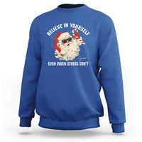 Vintage Christmas Santa Claus Face Sweatshirt Retro Believe In Yourself Funny Motivational - Wonder Print Shop