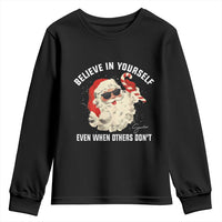 Vintage Christmas Santa Claus Face Youth Sweatshirt Retro Believe In Yourself Funny Motivational - Wonder Print Shop