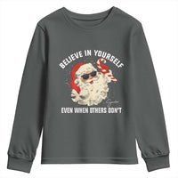 Vintage Christmas Santa Claus Face Youth Sweatshirt Retro Believe In Yourself Funny Motivational - Wonder Print Shop