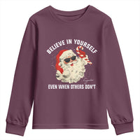 Vintage Christmas Santa Claus Face Youth Sweatshirt Retro Believe In Yourself Funny Motivational - Wonder Print Shop