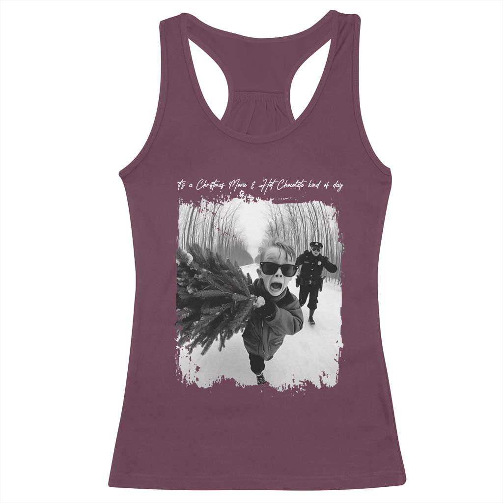 Funny Christmas Movie Racerback Tank Top Funny Kevin Home Xmas Meme Alone - Wonder Print Shop