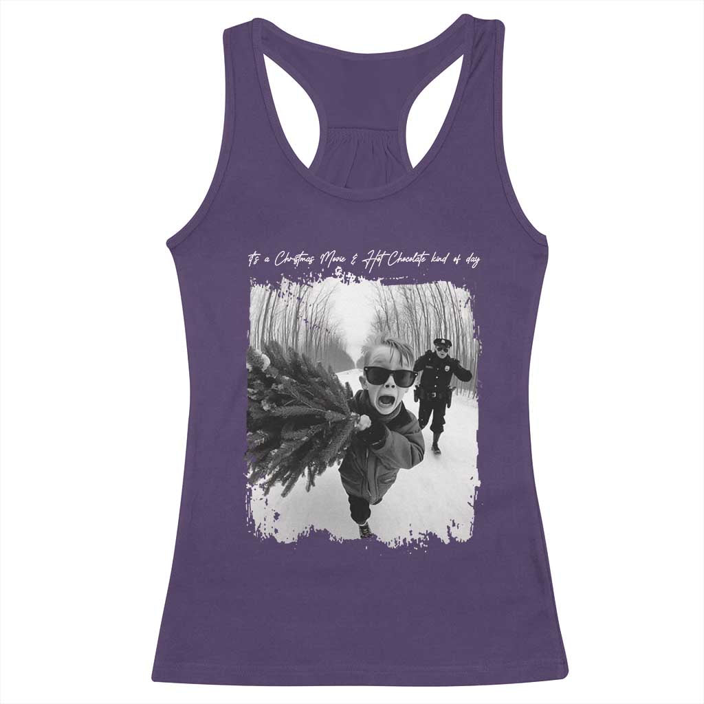 Funny Christmas Movie Racerback Tank Top Funny Kevin Home Xmas Meme Alone - Wonder Print Shop