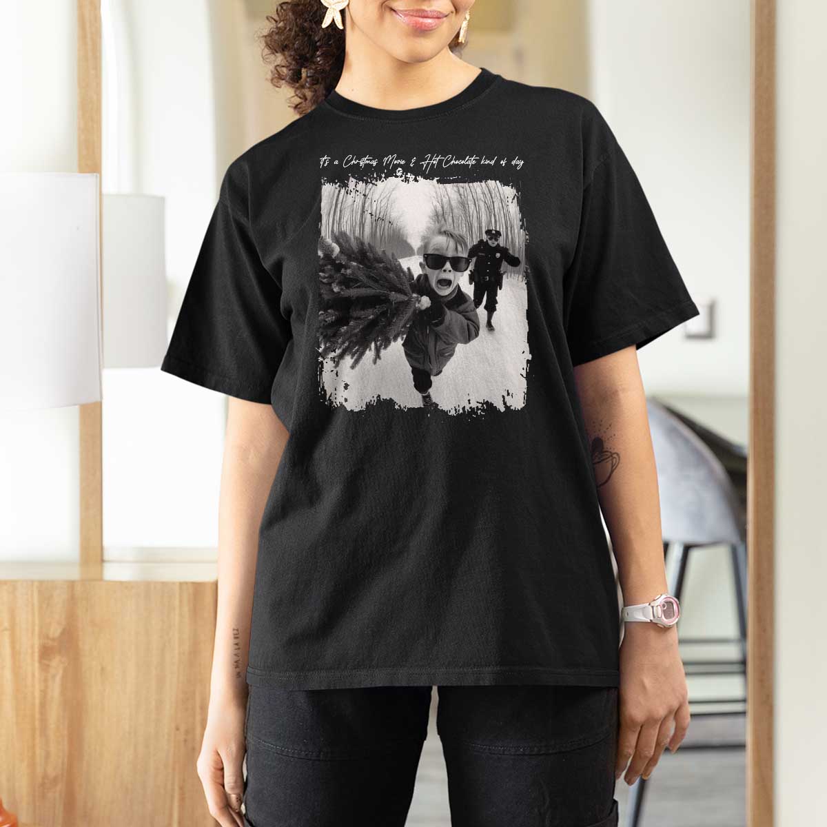 Funny Christmas Movie T Shirt For Women Funny Kevin Home Xmas Meme Alone - Wonder Print Shop