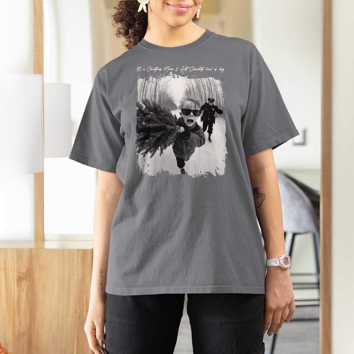 Funny Christmas Movie T Shirt For Women Funny Kevin Home Xmas Meme Alone - Wonder Print Shop