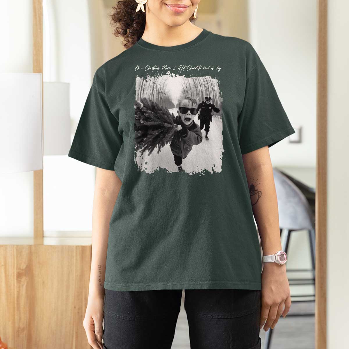 Funny Christmas Movie T Shirt For Women Funny Kevin Home Xmas Meme Alone - Wonder Print Shop