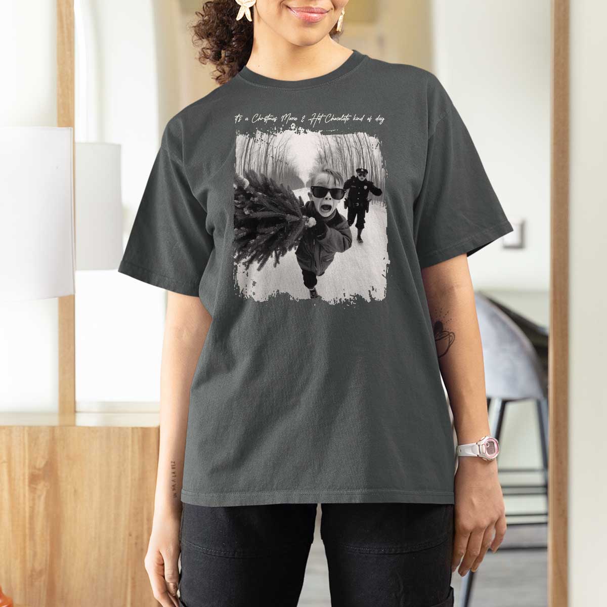 Funny Christmas Movie T Shirt For Women Funny Kevin Home Xmas Meme Alone - Wonder Print Shop